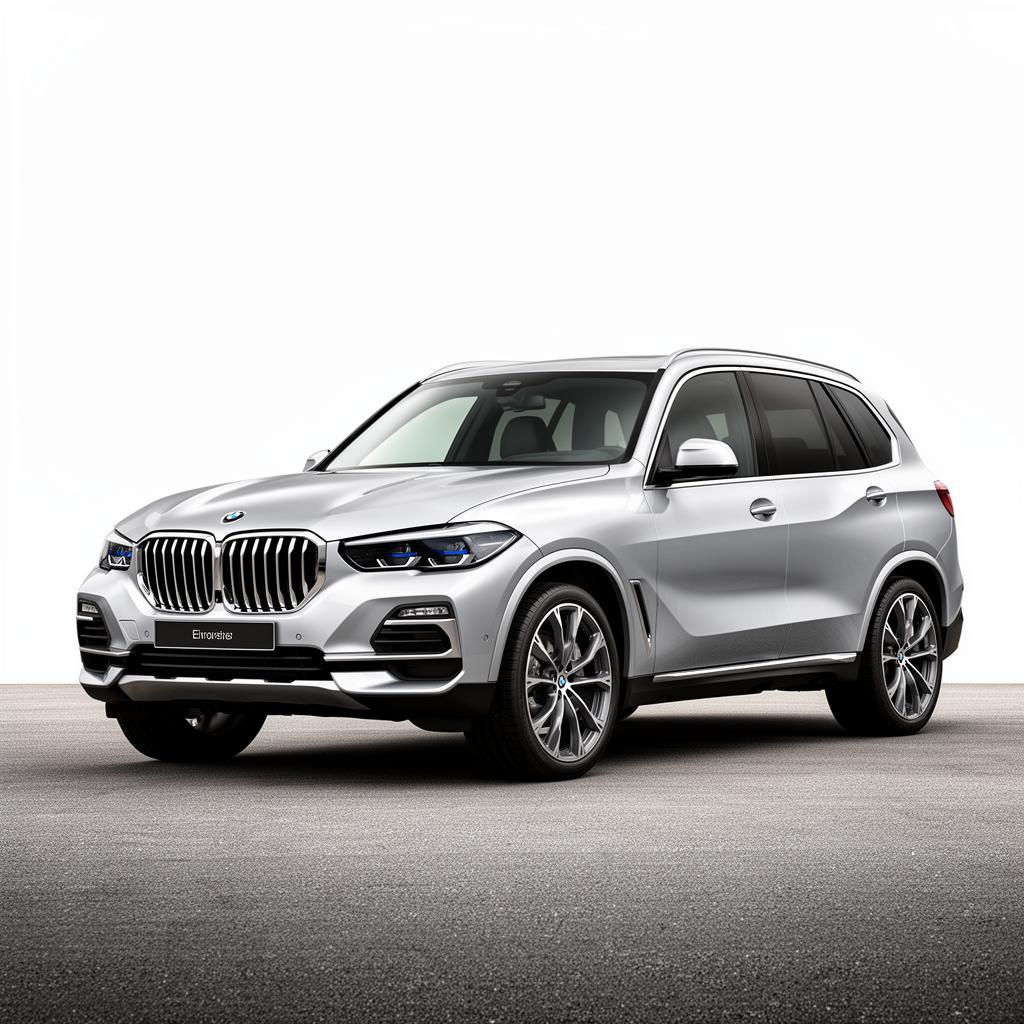 Silver BMW X5 SUV — front three-quarter angle
